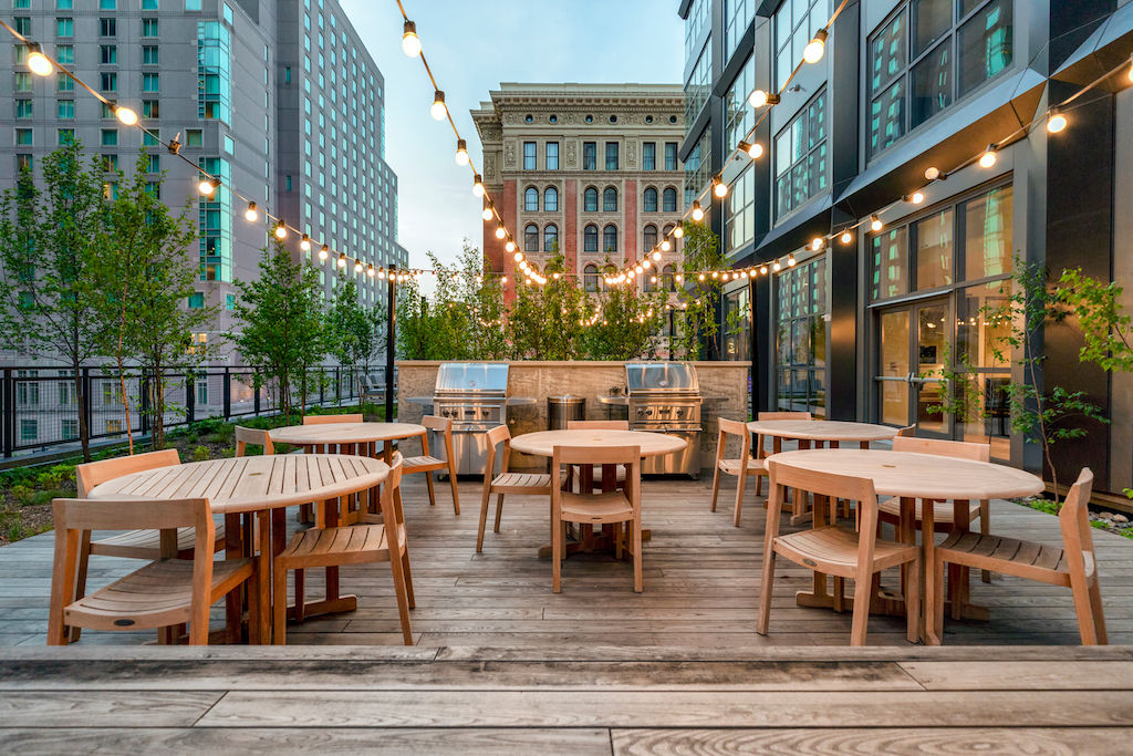 The Girard Apartments grilling area